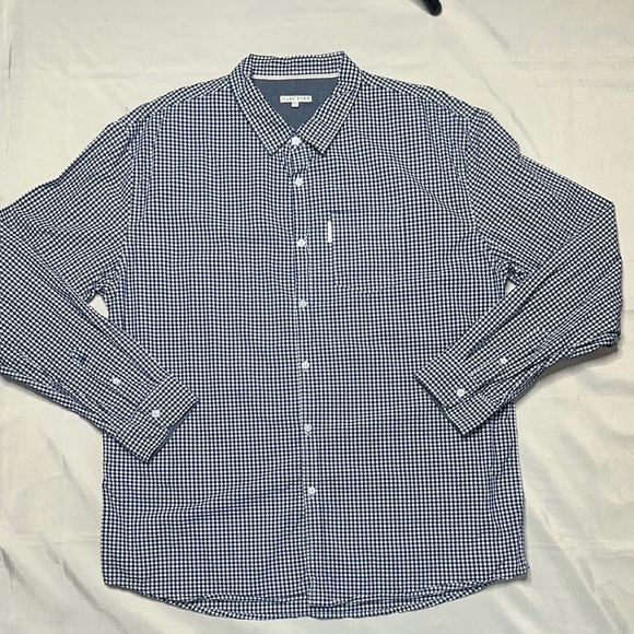 Marc Ekco Navy and White Gingham Button Down Shirt - Picture 1 of 11